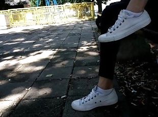 Converse Sneakers Shoeplay In A Park Trailer