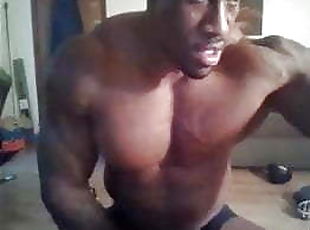 Black bulking bodybuilder J.R cum 3