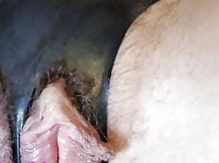 Masturbation with glass dildo and latex pants - munichgold 