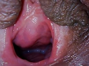 Cum dripping out of my pussy very close up!