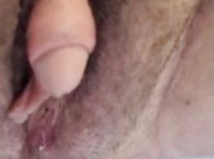 Pissing amazing transman pussy with huge clitoris