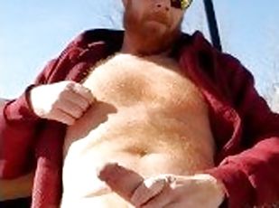 Hairy ginger playing with his dick, cum get it!