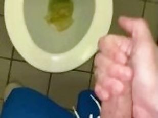 Boy jerk big cock on toilets