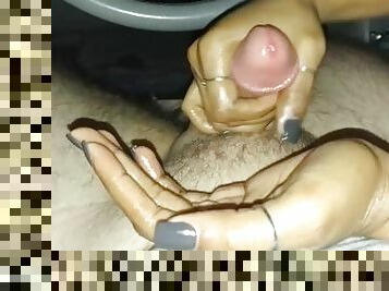 Black Girl Gives Handjob To Oiled Boyfriend's White Dick - He Cums On Her Hand In The Car (Full)
