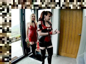 Lucy Gresty and Red get raunchy in latex and boots on the stairs
