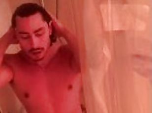 Muscle man in shower with big dick