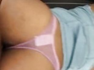 Ebony Step sister sexy girlfriend let me fuck in her pink panties