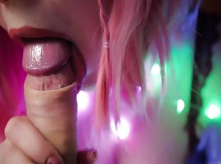 Pretty Asian Girl With Pink Hair Sucks Dick Juicy In Close-up Pov