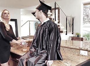 Young lad fucks his big ass mom on graduation day