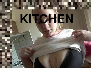 Fucking with a big ass chubby girl in the kitchen