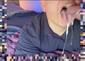 Thick cock blowjob with huge creampie