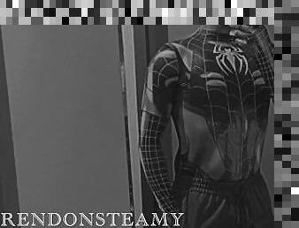 Step Brother Caught Jerking off-Masturbation,penis pomp,spidermen cosplay