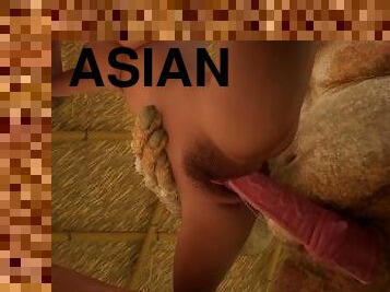 asiatisk, blowjob, cumshot, hentai, 3d, pikk, vill