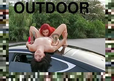 Randy lesbies amazing outdoor sex scene