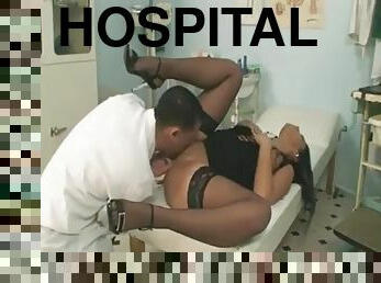 Brunnette in a hospital