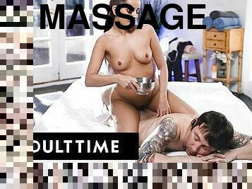 ADULT TIME - Naughty Masseuse Vanna Bardot Gives Big Dick Man His First Oiled-Up Nuru Massage