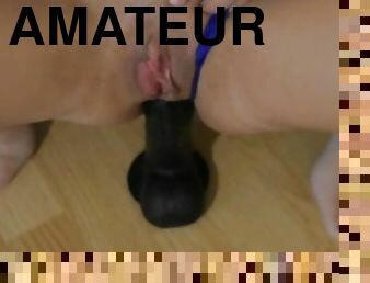 masturbação, orgasmo, russo, amador, anal, mulher-madura, preto, dildo, sozinho