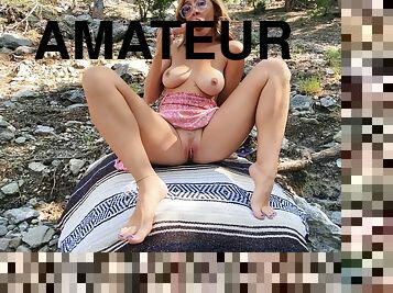 asiático, tetas-grandes, gafas, masturbación, al-aire-libre, coño-pussy, squirting, amateur, anal, juguete