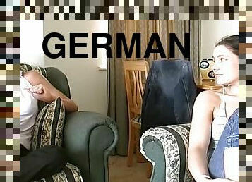 Two super hot German girls and two hard cocks in the living room