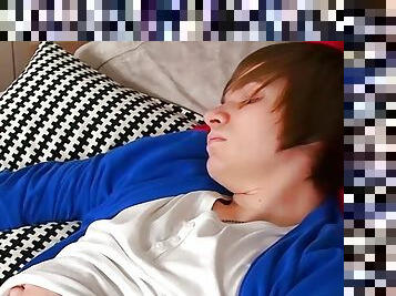 Cute emo twink Jason Andrews cums while masturbating solo