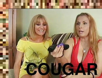 Hot cougars play with the cable guy