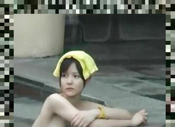 Qute girl at hotspring