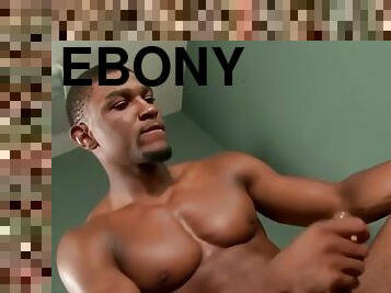 Athletic ebony jock wanking his bbc