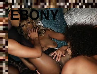 Ebony horny babes lesbian threesome porn