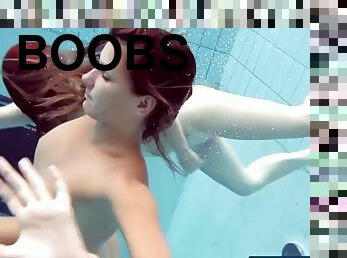Katrin and Lucy big boobs underwater