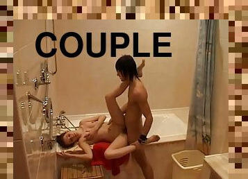 Bathroom sex with a lustful couple