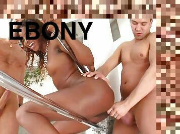 anal, babes, ebony, interracial, hardcore, svart, trekant, dobbel, penetrering