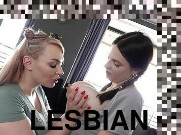 Horny lesbians big natural milky boobs fetish video