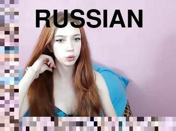Cute russian redhead camgirl in blue bikini