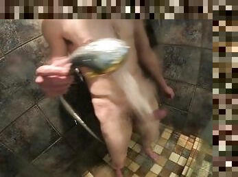 To horny in the shower need to cum a second time of the day