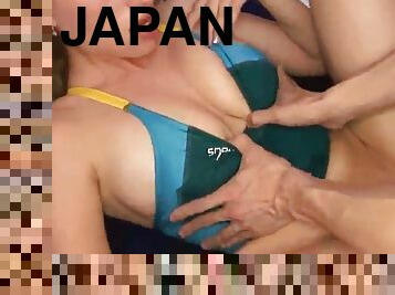 interracial, japansk, bikini