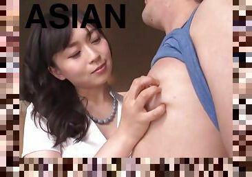 Asian porn video - Garter belt thigh footjob