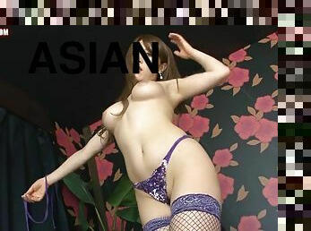 asiatisk, pussy, babes, tenåring, strømper-stockings, vakker, alene