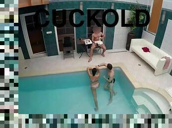 Hunt4k. young cuckold let stranger nail slutty girlfriend by pool