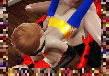 Helen Parr (Incredibles Elastigirl) Futa Anal Gangbang by Gwen Tennyson & Ladybug - Cartoon Hentai