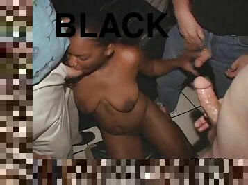 Wild black chick hardcore anal gang bang orgy theater