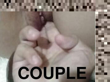 Fingering girlfriend and playing with a cucumber