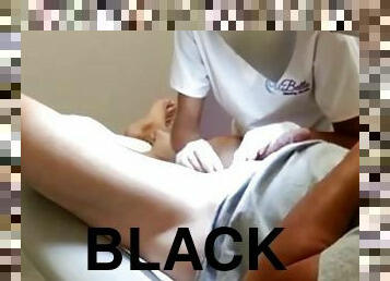 Hard while getting waxed by a hot black woman