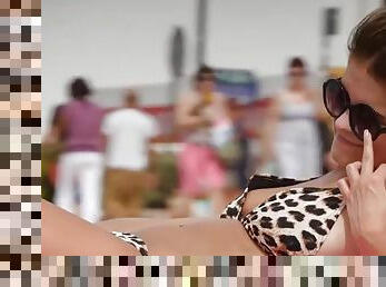 amatoriali, videocamera, spiaggia, voyeur, bikini