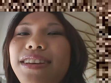 Facial for the slutty Asian cocksucker