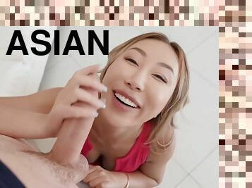 asiatisk, anal, interracial, strømper-stockings, pov, utrolig, cougar