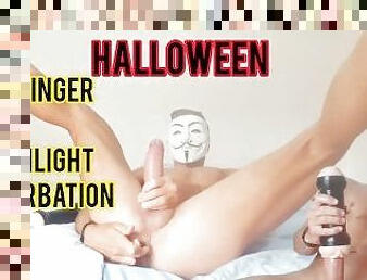 Halloween - ass finger and Big cock masturbation - cum inside fleshlight