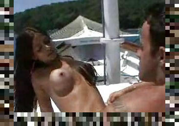 Big tits sluts have sex on a yacht