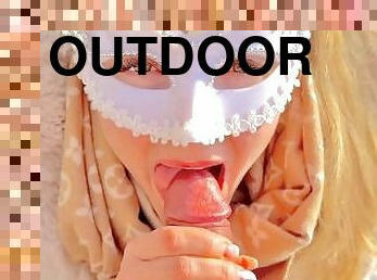 Down Jacket Outdoor Public Blowjob & Cumshot In Winter Wonderland - Couple Keyla & Lucas