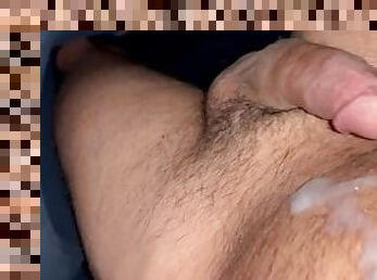 asiatisk, pappa, svær, onani, amatør, cumshot, handjob, cum, alene, far