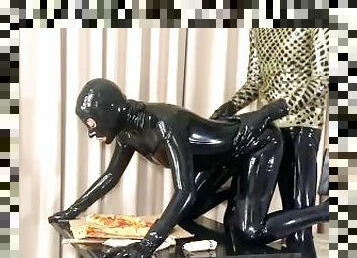 pussy, amatør, blowjob, latina, par, fetisj, latex, pizza, gummi